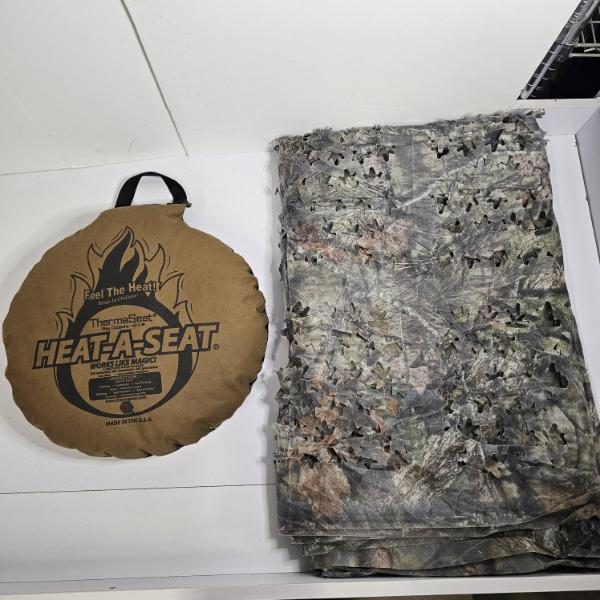 ThermaSeat Heat-A-Seat Cushion And 3D Leafy Camouflage Netting Set