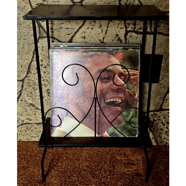 Record Holder Table with 14 Records incl Englebert Humperdink, Bill Cosby and More -16x9x23.5