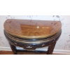 Image 5 : Group As Shown - Elegant Design & Inlayed 32" by 16" Half Round Console Table With Floral Vase Incl