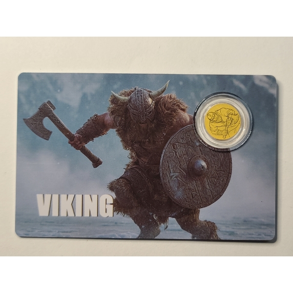 Republic of Liberia 2026 $12 VIKING 1/1000 Oz .9999 Gold Coin In Assay Card
