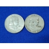 Image 1 : x2 90% Silver Franklin Half Dollars: 1963 and 1953 - FV: $1.00