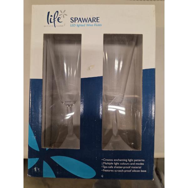 Brand New! Life Spaware LED Lighted Wine Flute Pair With Batteries Included! Great For Hot Tub, Pool