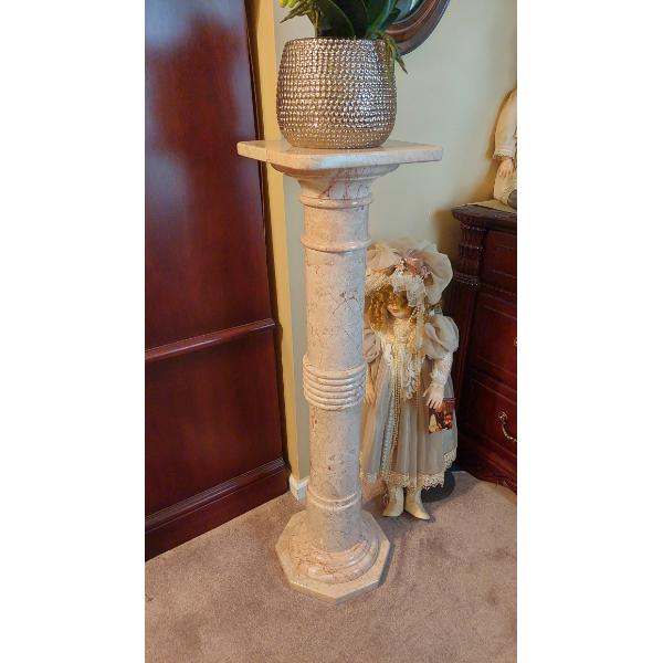 Tall Marble Heavy Pedestal Stand - See Pics & Description - 40 Inches Tall