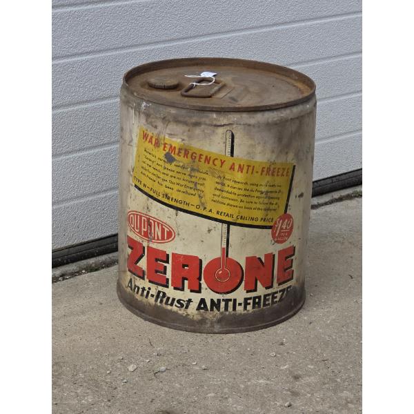 Vintage 5 Gallon DuPont Zerone Antifreeze Can