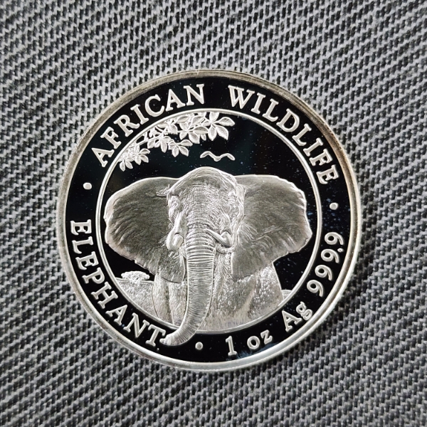 One Troy Ounce .9999 Fine Silver 2021 African Wildlife Elephant 