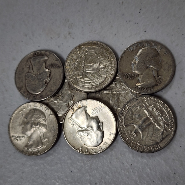 Eight Assorted United States 90% Silver Quarters ~ $2.00 Face Value