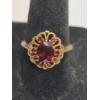 Image 2 : Vintage 10K Yellow Gold Flower Design Garnet Cluster Ring - Size 7 - Weight: 3.1g
