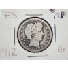 Image 2 : United States 1912 90% Silver Barber Quarter 