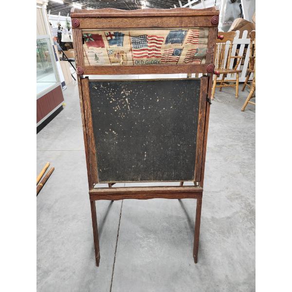 Antique Educational Scroll Chalkboard Easel - About 4ft Tall 