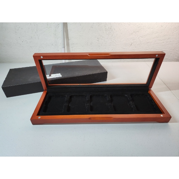 Wooden Glass-Top Coin Display/Storage Box - Holds 5 Standard Slabs