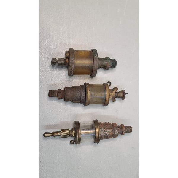 (3) Antique Brass Drip Steam Oilers 