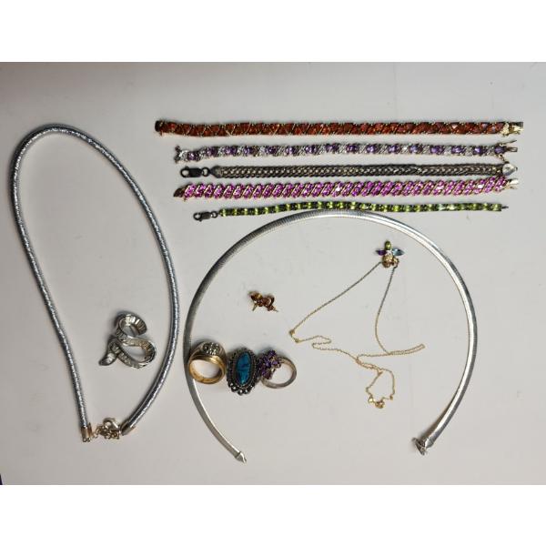 Assorted Sterling Silver & Stainless Steel Jewelry: Bracelets, Necklaces, Rings