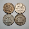 Image 2 : Four Assorted Years United States 90% Silver Franklin Half Dollars - FV: $2.00
