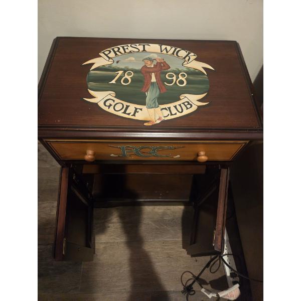 Prestwick Golf Club Hand Painted Side Table With Cupboard & Drawers