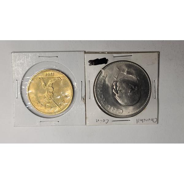 1965 Great Britain Winston Churchill Crown & 1894 LA SCRTD Fare Token