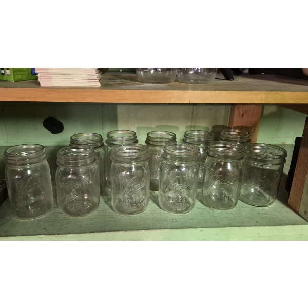 PICKUP IN CANTON -  BALL MASON JARS - PINT SIZE - 10 QTY PLUS 1 KERR - SEE PICS