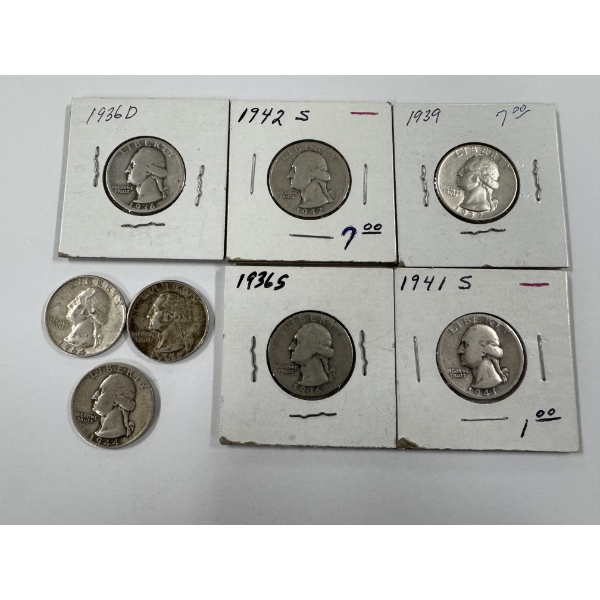 8 - United States 90% Silver Washington Quarters - $2.00 Face Value