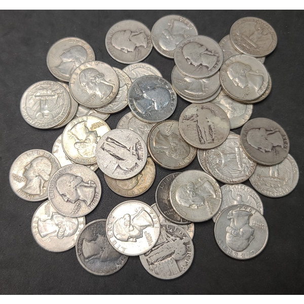 Assorted Years/Mints 90% Silver Standing Liberty & Washington Quarters - Face Value: $10.00