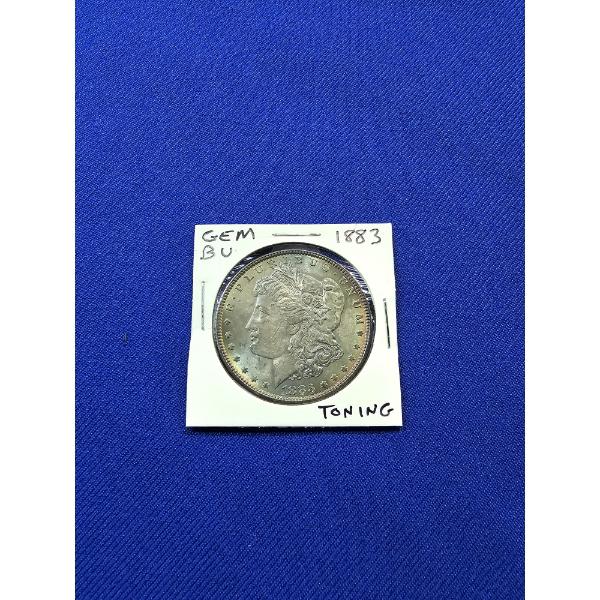 1883 Morgan Silver Dollar - Beautiful Toning, BU GEM