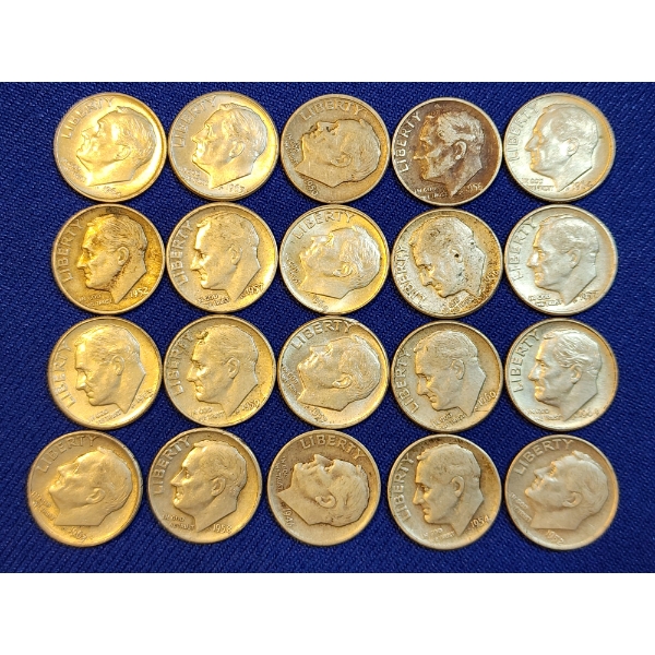 Assorted 90% Silver Roosevelt Dimes - Face Value $2.00