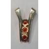 Image 6 : 14K Yellow Gold Split V Design Pendant With Orange Rose Cute Stones - Weight: 6.8g