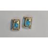 Image 2 : Pair Of 14K Yellow Gold Stud Back Earrings With Blue Gemstones - Weight: 1.8g
