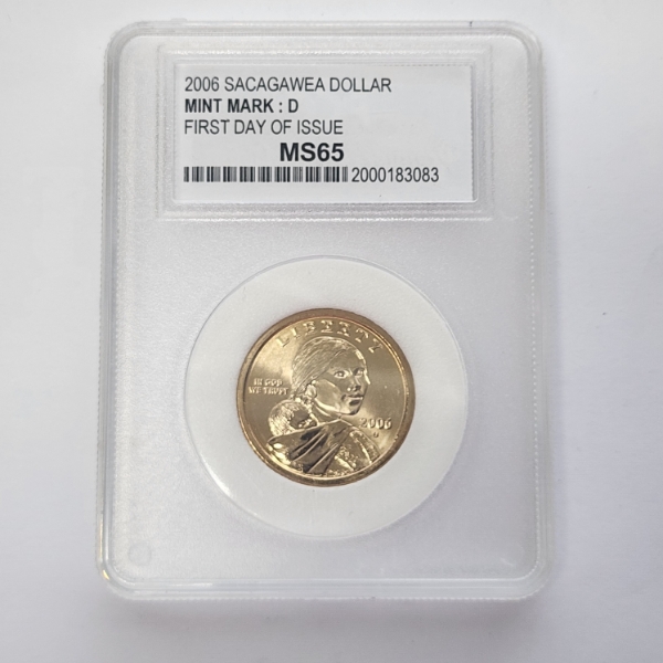 2006-D Sacagawea Dollar Coin First Day of Issue - Graded by PCC MS65