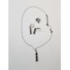 Image 1 : Sterling Silver: 3-Stone Necklace, 3-Stone Dangle Earrings, Stud Earrings Total Weight: 5.2g