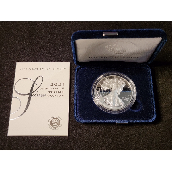 2021-W 1 Oz Silver American Eagle Proof Coin in Original Packaging 