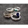 Image 10 : Gorgeous Sterling Silver Rings Ft. Blue & White Sapphire & More - Total Weight: 13.2 Grams