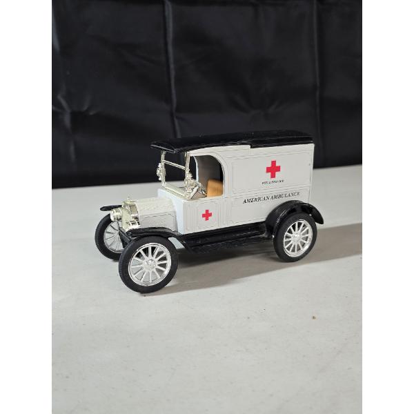 Vintage Red Cross Ambulance Die-Cast Ford Model T Coin Bank