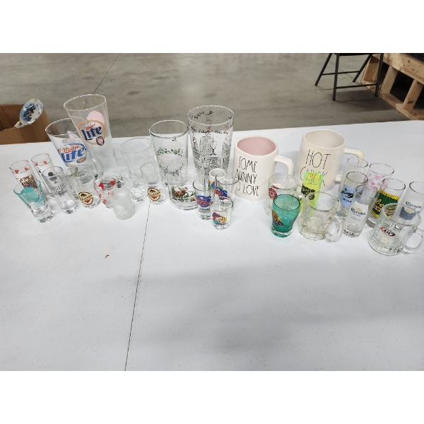 Lot of Glasses, Cups, Mugs, Shot Glasses