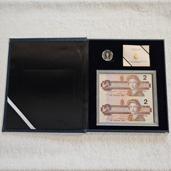 1996 Canada $2 Piedfort .925 Sterling Silver Coin and Banknote Set