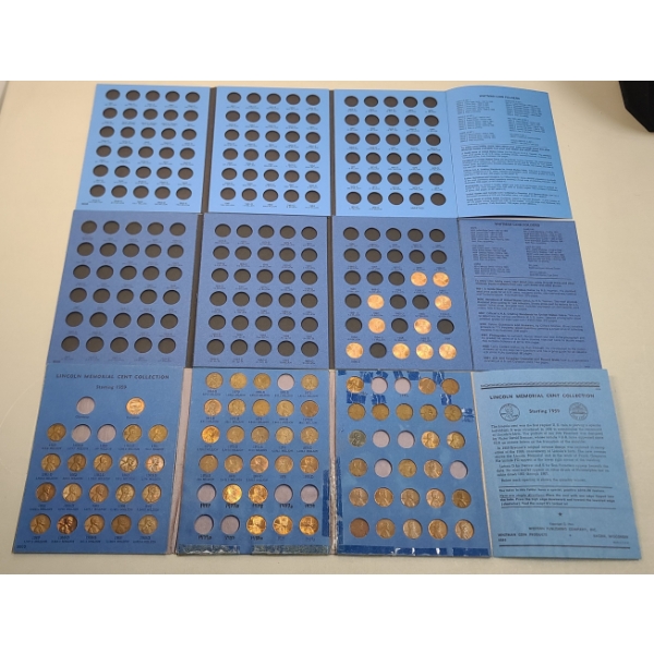 Assorted Years U.S Lincoln Memorial/Lincoln Cents & Additional Empty Coin Collection Book - FV $0.77