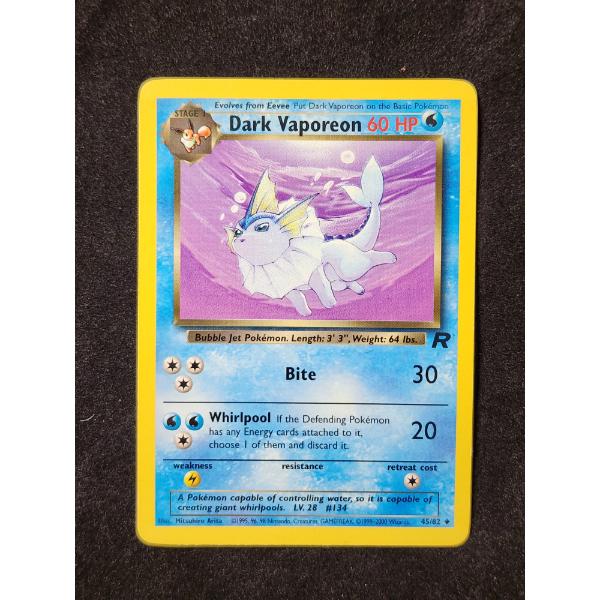 Dark Vaporeon 45/82 Vintage Non Holo Pokemon Trading Card