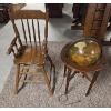 Image 1 : *Pick Up At Mantua Home-No Shipping Available* Vintage Wood Childs High Chair & Lighted Globe In Woo