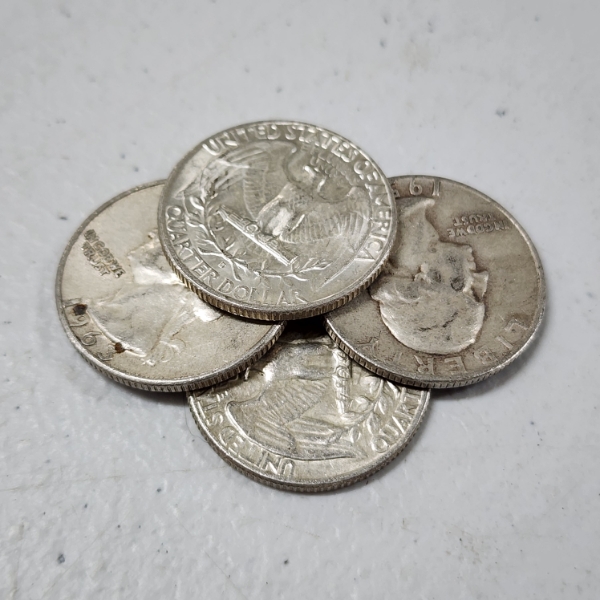 Four Assorted United States 90% Silver Quarters ~ $1.00 Face Value
