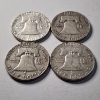 Image 3 : Four Assorted United States 90% Silver Franklin Half Dollars ~ $2.00 Face Value