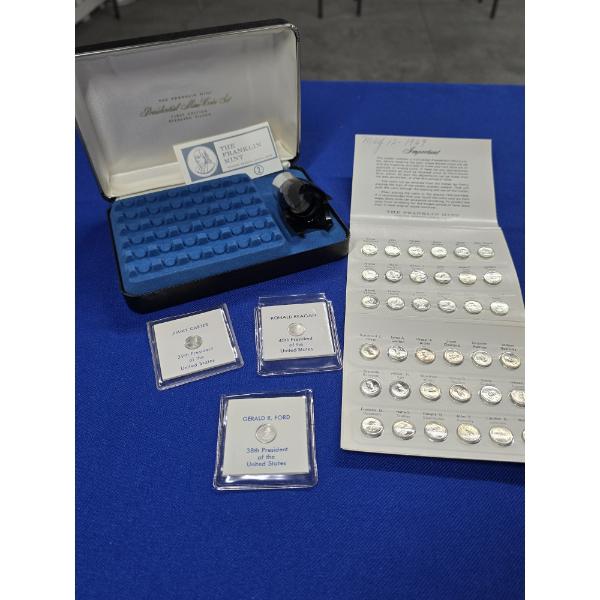 Franklin Mint Presidential Sterling Silver 36 Mini-Coin Set + 3 Individual Coins w/ Magnifier