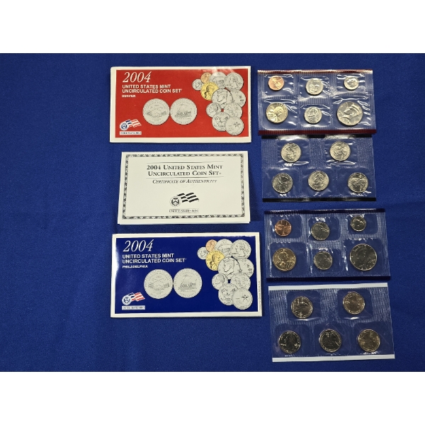 2004 Denver & Philidelphia United States Mint Uncirculated 11-Coin Sets - w/ OGP & COA