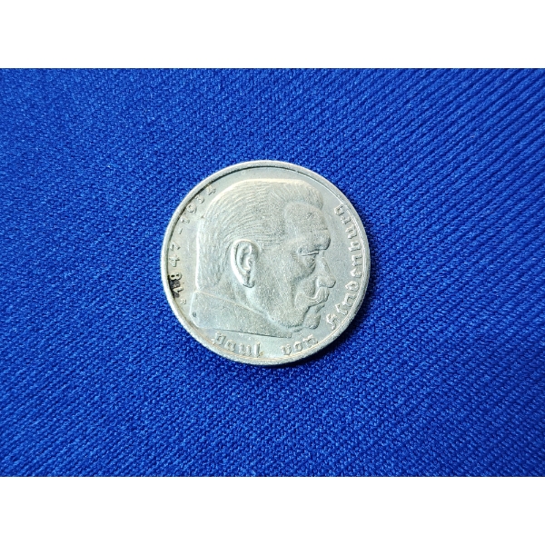 1938 German 2 Reichsmark Silver Coin ASW: 0.1608 oz / 0.6250 Fineness