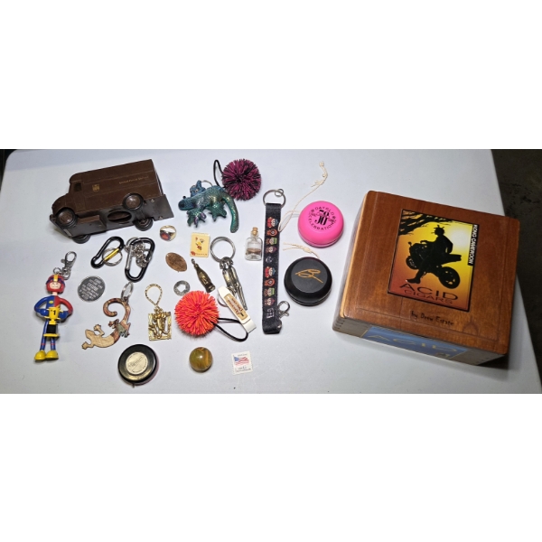 Vintage Cigar Box, Ups Truck Bank, Yoyos & More
