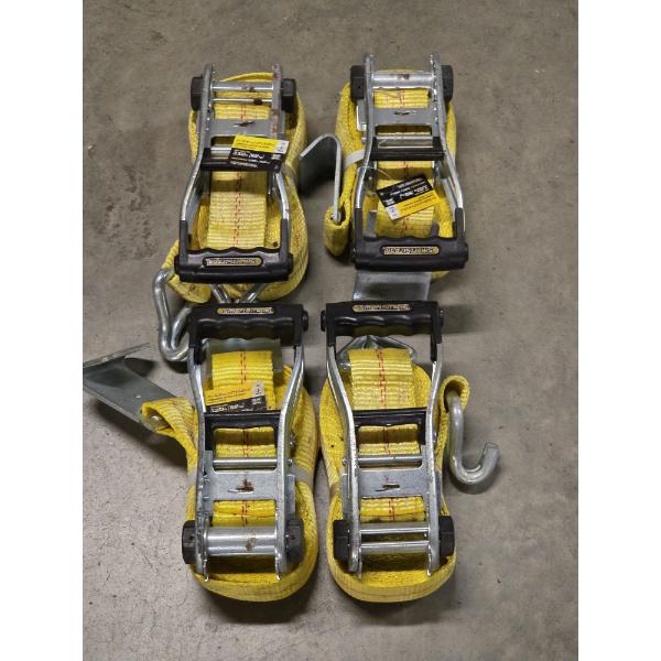 Four Brand New Commercial 27 Foot Ratchet Tie Down Straps