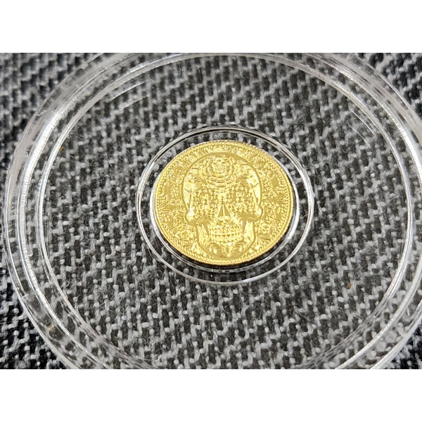 Day of the Dead 1/200TH .9999 Gold Dia De Los Muertos Coin in Capsule
