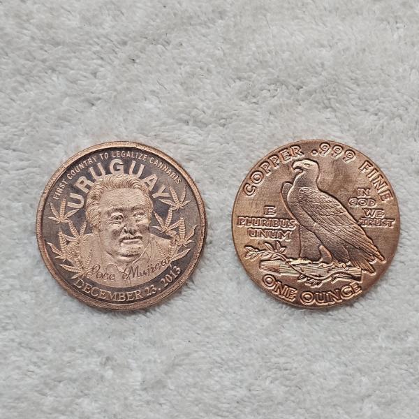 Two Assorted One Ounce Cannabis Themed .999 Fine Copper Art Rounds