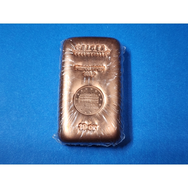 Incredible 10 oz .999 Fine Copper Bar - Geiger Edelmetalle - Sealed 