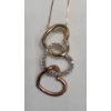 Image 3 : Vintage 14K Gold Tri-Color Gold Heart 19" Necklace With Diamond Accents - Weight: 3.8g