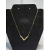 Image 1 : Gold-Tone Costume Necklace With Clear and Green Stones 