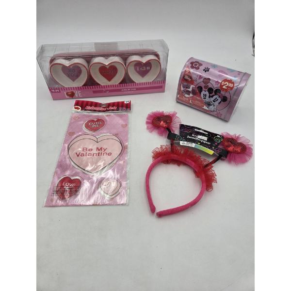 All New Valentine Group Including Window Clings, Headband, Jewelry Dishes, Mickey & Minnie Mailbox W