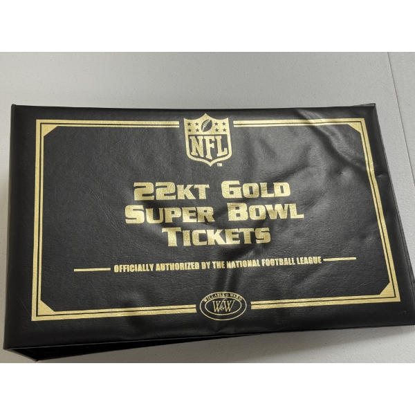 NFL 22KT Gold Super Bowl Ticket Binder - Mint Condition